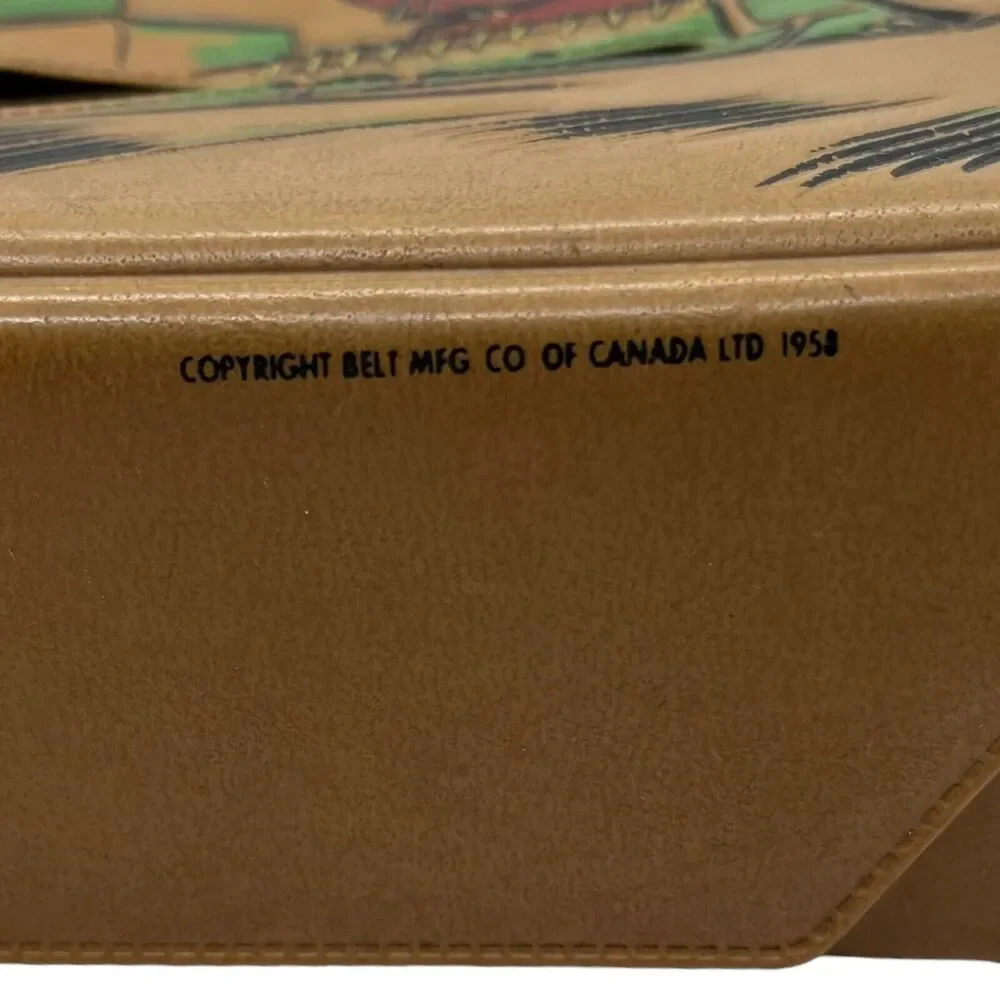 Canadian School Days Belt Mfg 1958 Brown Vinyl Rare Rectangular Tissue Box
